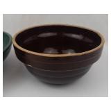 Green Floral Ceramic Bowl - Brown Floral Ceramic Bowl (Lot of 2)