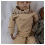 Two Antique Cloth Rag Dolls