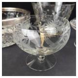 Lot of Crystal Glassware  - Ice Bucket, Bowl with Rim, Lidded Candy Dish & Sherbet Glass (Lot of 4)