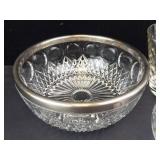 Lot of Crystal Glassware  - Ice Bucket, Bowl with Rim, Lidded Candy Dish & Sherbet Glass (Lot of 4)