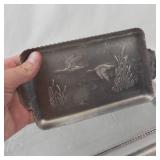 Vintage Hammered Aluminum Duck-Accent Serving Trays (Lot of 4)