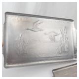 Vintage Hammered Aluminum Duck-Accent Serving Trays (Lot of 4)