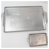 Vintage Hammered Aluminum Duck-Accent Serving Trays (Lot of 4)