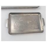 Vintage Hammered Aluminum Duck-Accent Serving Trays (Lot of 4)