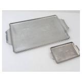 Vintage Hammered Aluminum Duck-Accent Serving Trays (Lot of 4)