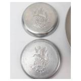 Hand Forged Aluminum Bird Bowls - 1 Large & 2 Small