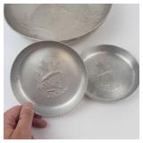 Hand Forged Aluminum Bird Bowls - 1 Large & 2 Small