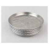 Vintage Hammered Aluminum Coasters - 8 Piece Set with Hunting Dog Artwork