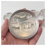 Vintage Hammered Aluminum Coasters - 8 Piece Set with Hunting Dog Artwork