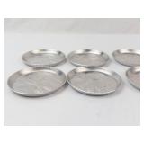 Vintage Hammered Aluminum Coasters - 8 Piece Set with Hunting Dog Artwork