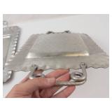 Hammered Aluminum Trays - Hand Forged Floral Design