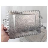 Hammered Aluminum Trays - Hand Forged Floral Design