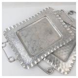 Hammered Aluminum Trays - Hand Forged Floral Design