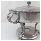 Rodney Kent Hand-Wrought Hammered Aluminum Chafing Dish with Warmer Stand
