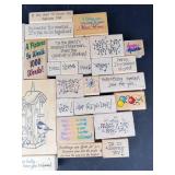 Assorted Wooden Rubber Stamp Blocks - Greeting, Birthday & Motivational Messages