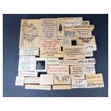 Wood Block Rubber Stamp Sentiments Lot - Holiday & Greeting Quotes