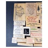 Wood Block Rubber Stamp Sentiments Lot - Holiday & Greeting Quotes