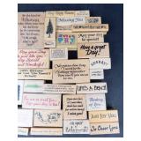 Wood Block Rubber Stamp Sentiments Lot - Holiday & Greeting Quotes