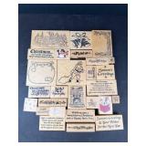 Assorted Christmas Rubber Stamps on Wood Blocks - Holiday Designs & Phrases