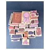 Assorted Christmas Greeting Rubber Stamps on Wood Blocks - Holiday Messages Set