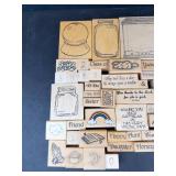 Assorted Wood Mounted Rubber Stamps - Sentiments & Decorative Images