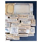 Assorted Wood Mounted Rubber Stamps - Sentiments & Decorative Images
