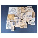 Assorted Nature Scene Rubber Stamp Blocks - Forests, Trees and Wildlife (Wood Block Set)