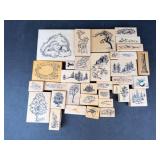 Assorted Nature Scene Rubber Stamp Blocks - Forests, Trees and Wildlife (Wood Block Set)