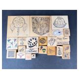 Assorted Wooden Rubber Stamp Blocks - Easter, Animals & Floral Designs