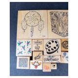 Assorted Wooden Rubber Stamp Blocks - Easter, Animals & Floral Designs