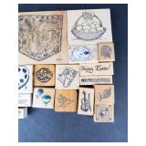 Assorted Wooden Rubber Stamp Blocks - Easter, Animals & Floral Designs