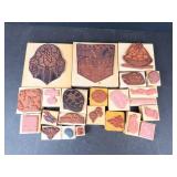 Assorted Wooden Rubber Stamp Blocks - Easter, Animals & Floral Designs