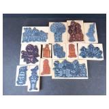 Assorted Cartoon Character Rubber Stamp Blocks on Wood - Mixed