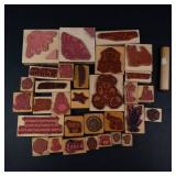 Vintage Assorted Rubber Stamps on Wood Blocks - Get Well Soon, Kiss Me I
