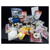 Velcro & Assorted Craft Supplies Lot - Foam Mounting Tape, Ribbon & Paper Embellishments
