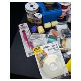 Velcro & Assorted Craft Supplies Lot - Foam Mounting Tape, Ribbon & Paper Embellishments