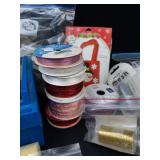 Velcro & Assorted Craft Supplies Lot - Foam Mounting Tape, Ribbon & Paper Embellishments