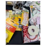 Velcro & Assorted Craft Supplies Lot - Foam Mounting Tape, Ribbon & Paper Embellishments
