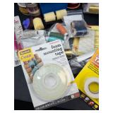 Velcro & Assorted Craft Supplies Lot - Foam Mounting Tape, Ribbon & Paper Embellishments