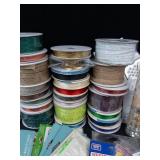 Velcro & Assorted Craft Supplies Lot - Foam Mounting Tape, Ribbon & Paper Embellishments