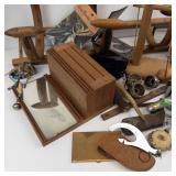 Vintage Assorted Tools & Craft Items - Wooden Hook Rack, & Carving Tools
