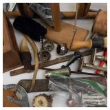 Vintage Assorted Tools & Craft Items - Wooden Hook Rack, & Carving Tools