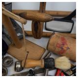 Vintage Assorted Tools & Craft Items - Wooden Hook Rack, & Carving Tools