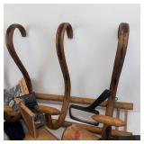Vintage Assorted Tools & Craft Items - Wooden Hook Rack, & Carving Tools