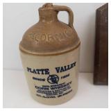 McCormick Platte Valley Jug, Antique Baseball Mitt & Cast Iron Steelyard Scales
