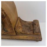 Vintage Hand-Painted Floral Mantel Clock with Exposed Brass Gear Movement-Not Tested