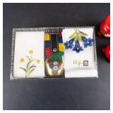Alba Swiss Gift Set - Brass Cowbell, Embroidered Textiles and Swedish Candle Holders