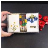 Alba Swiss Gift Set - Brass Cowbell, Embroidered Textiles and Swedish Candle Holders