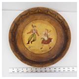 Pair of Vintage Hand-Painted Tin Plates With Dancing Figures - 12-Inch Diameter