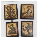Hummel Hand Painted Wooden Wall Plaques (Lot of 4) - Signed Panels